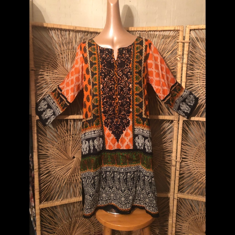 Limelight Long sleeve orange/black sequin dress L